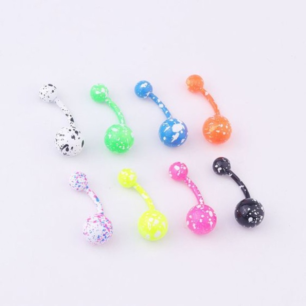 Snowflake Paint Belly Button Ring Stainles…